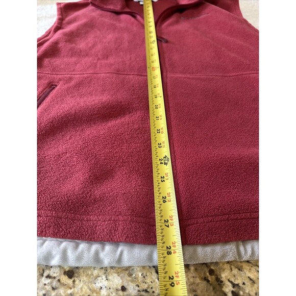 Columbia Full Zip Red Fleece Vest  Zip Pockets Travel Hiking Outdoor Mens XL - Picture 7 of 8